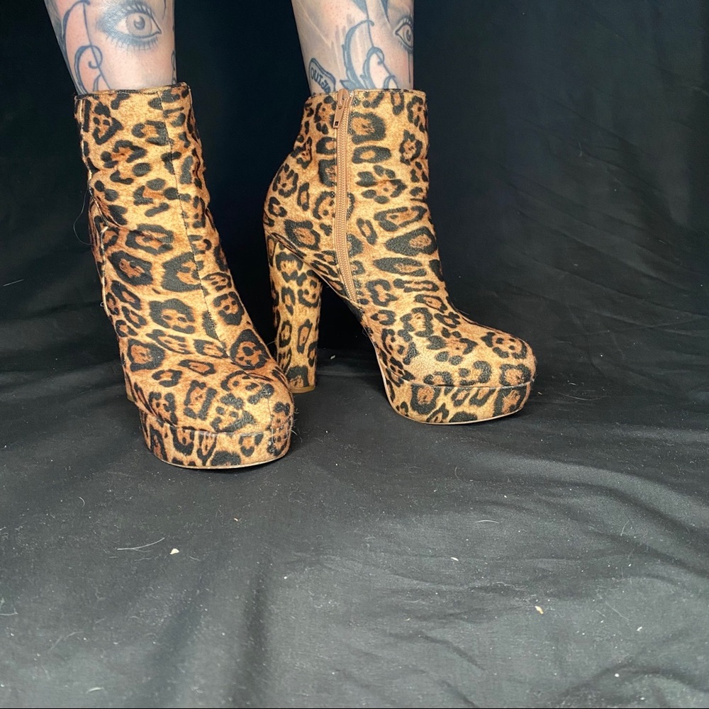 Leopard Platform Ankle Booties